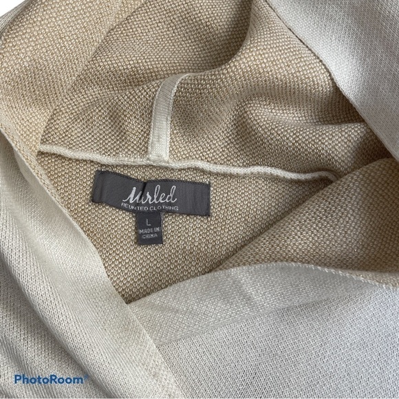 Marled Cream Gold Star Jeweled Hooded Sweater Women’s Large - Picture 6 of 7